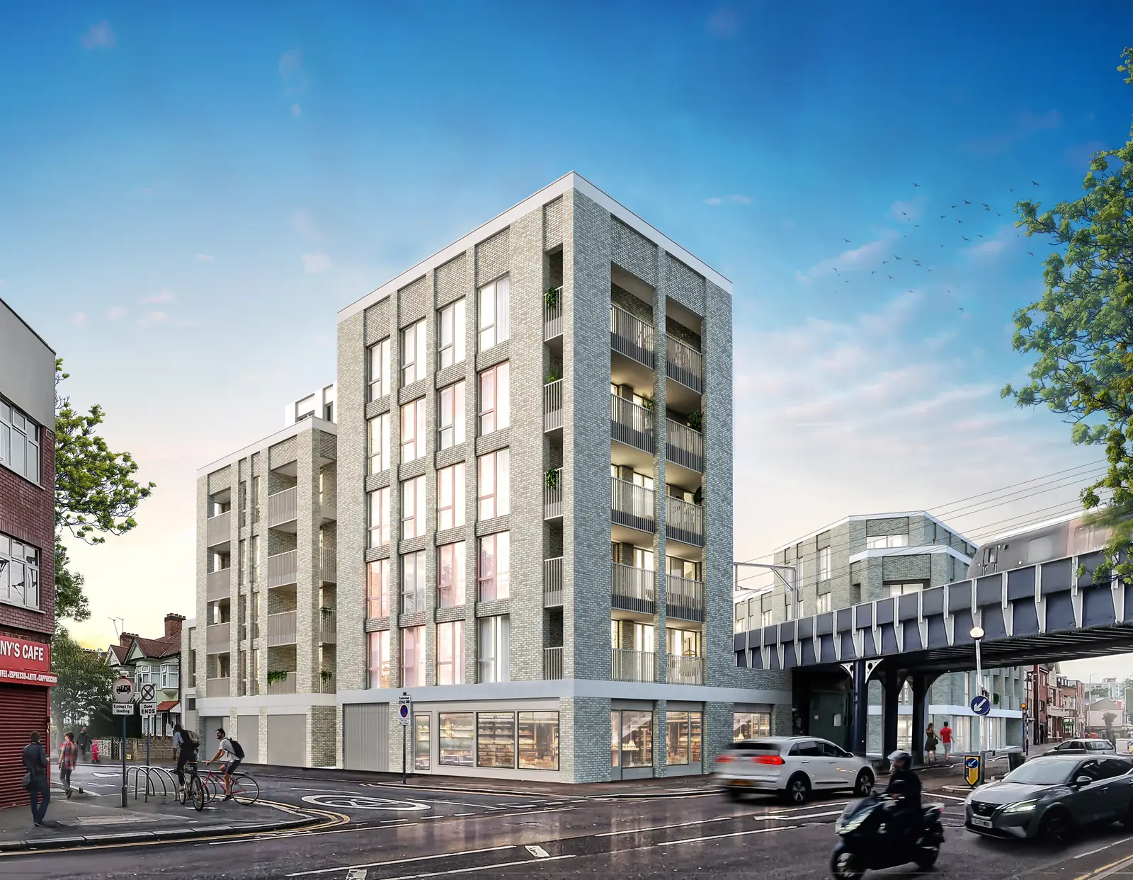 Computer-generated image of the new homes at 633–639 High Road, Leyton